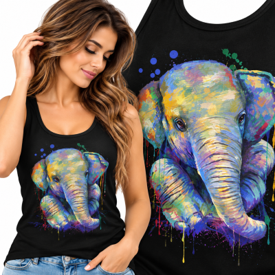 TANK TOP DAMSKI ZWIERZĘTA  SŁOŃ 4